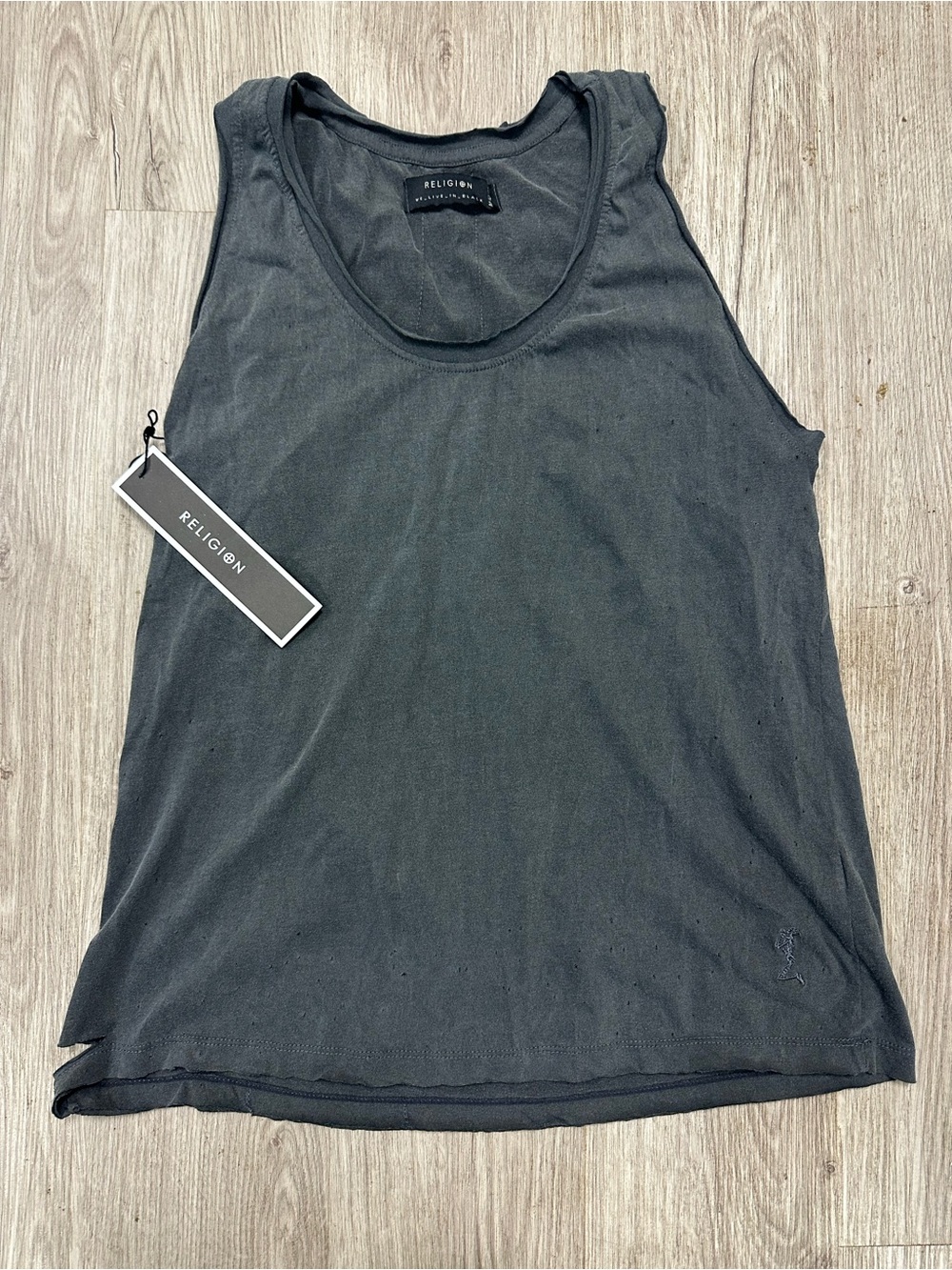 Religion Women's Faded Black Distressed Tank Top M NWTS